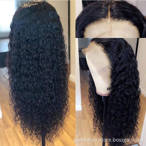 10A Unprocessed Virgin Cambodian Raw Human Hair Lace Front Wig Pre Plucked Full Transparent HD Water Wave Curly Lace Frontal Wig